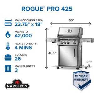 Rogue PRO 425 SIB with Infrared Side Burner outdoor living products image 3