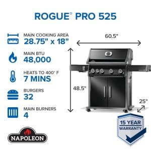 Rogue PRO 525 SIB with Infrared Side Burner outdoor living products image 4