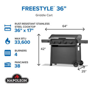 Napoleon Freestyle 36 Inch Griddle Rust-Resistant Stainless Steel Cooktop F36FTPMK alternate product view