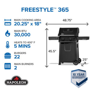 Napoleon Freestyle 365 2-Burner, Matte Black FL365PMK-1 outdoor living products image 2