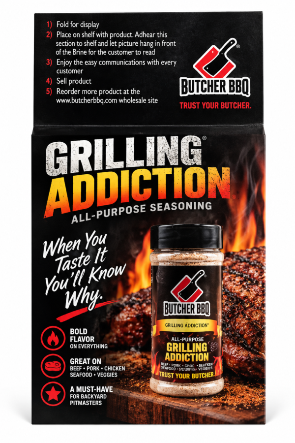 Grilling Addiction Shelf Talker outdoor living product from Crawford Outdoor