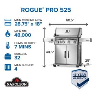 Rogue PRO 525 SIB with Infrared Side Burner outdoor living products image 3